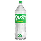 A 2-liter clear plastic bottle of Sprite - Lemon And Lime, a refreshing drink, features a green label and cap.